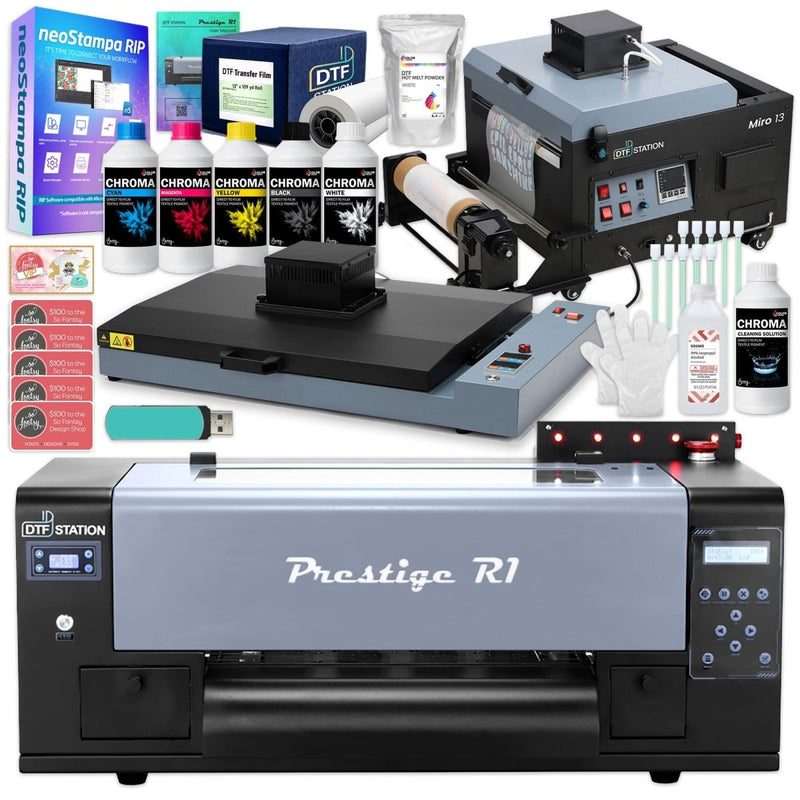 Prestige R1 DTF Roll Printer with Oven & Miro Max 13 Inline Production Bundle - Swing Design1