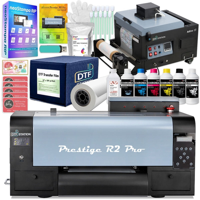 Prestige R2 PRO DTF Roll Printer w/ Miro 13 Max Inline Shaker & Oven Bundle - Swing Design1