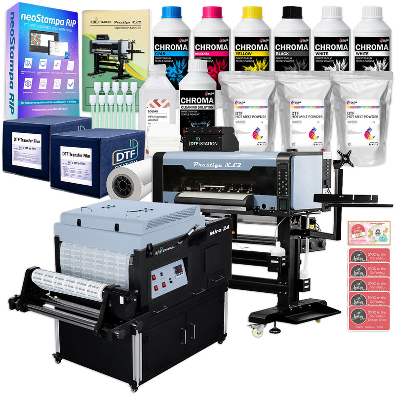 Prestige XL2 DTF Printer w/ Miro 24 Inline Oven, Accessories & Training DTF Bundles Prestige