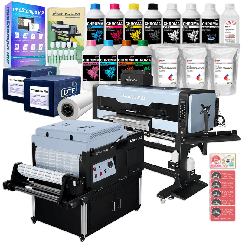 Prestige XL3 DTF Printer & Miro 24 Inline Shaker w/ Accessories & Training - 24" - Swing Design1