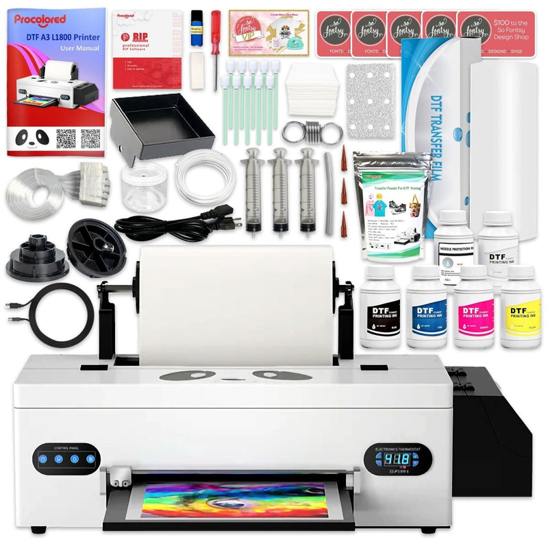 Procolored F13 Direct to Film (DTF) L1800 Roll Printer, Oven, Heat Press Bundle - Swing Design