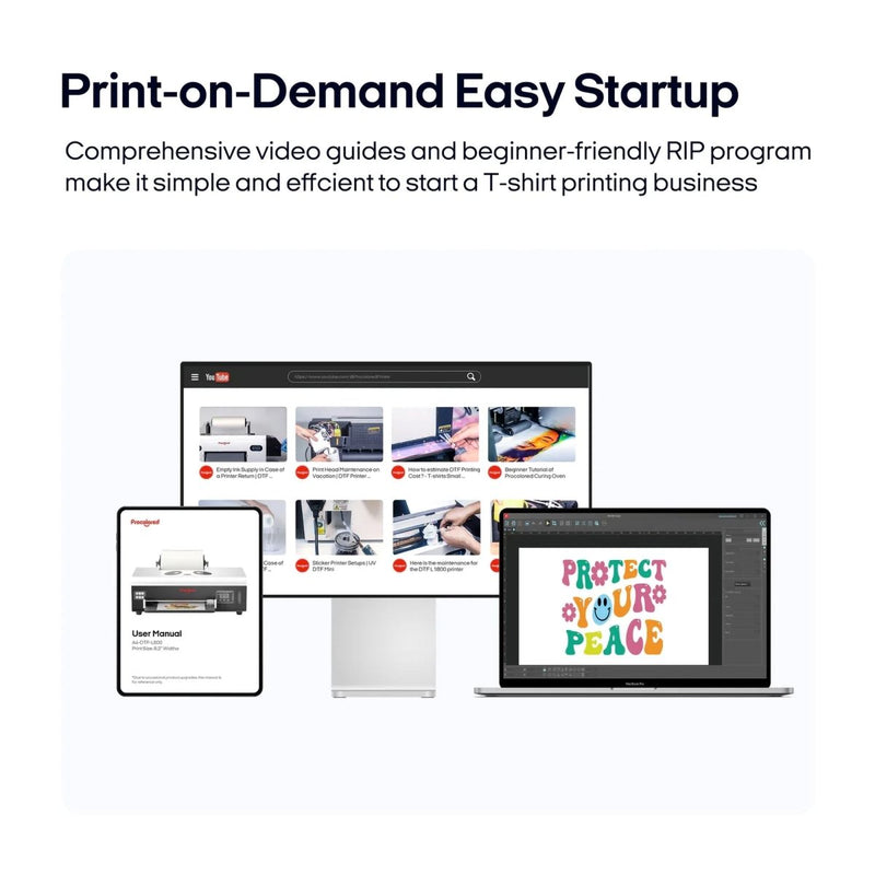 Procolored P13 Direct to Film (DTF) Roll Printer, Heat Press & Shaker Bundle - Swing Design