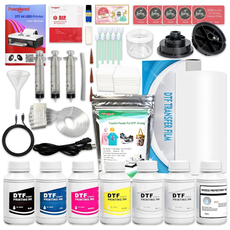 Procolored F8 Direct to Film (DTF) L800 Roll Printer, Oven, Heat Press Bundle - Swing Design