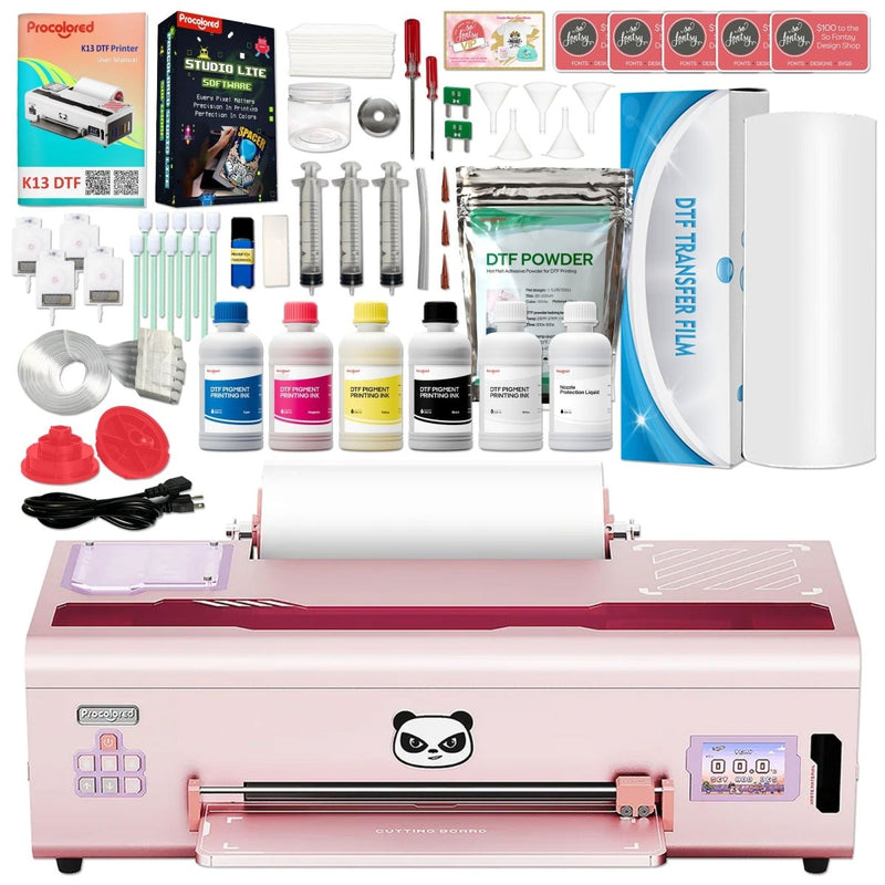 Procolored K13 DTF Printer with Smokeless Curing Oven & Heat Pres - Pink Swing Design 2