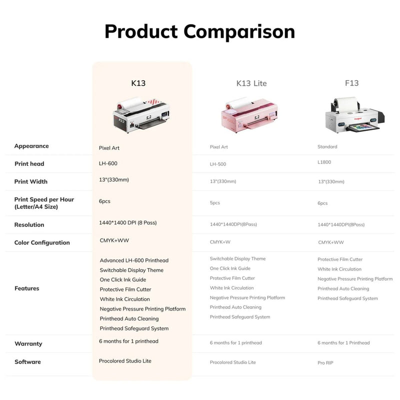 Procolored K13 DTF Printer with Smokeless Curing Oven & Heat Pres - Pink Swing Design 13