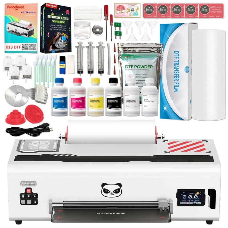 Procolored K13 DTF Printer with Smokeless Curing Oven & Heat Pres - White Swing Design 2