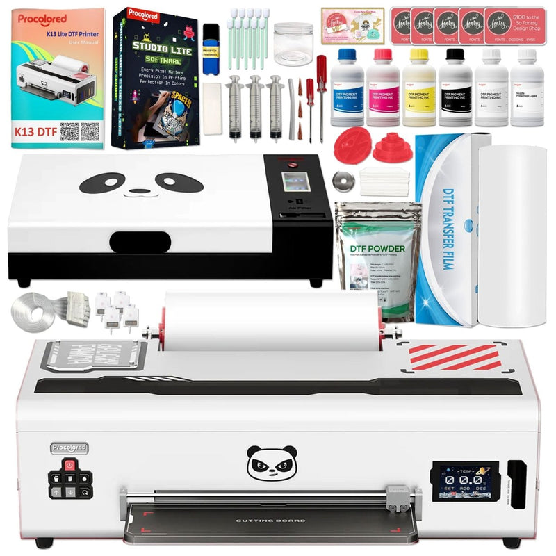 Procolored K13 Direct to Film (DTF) Roll Printer with Curing Oven - White Swing Design 1