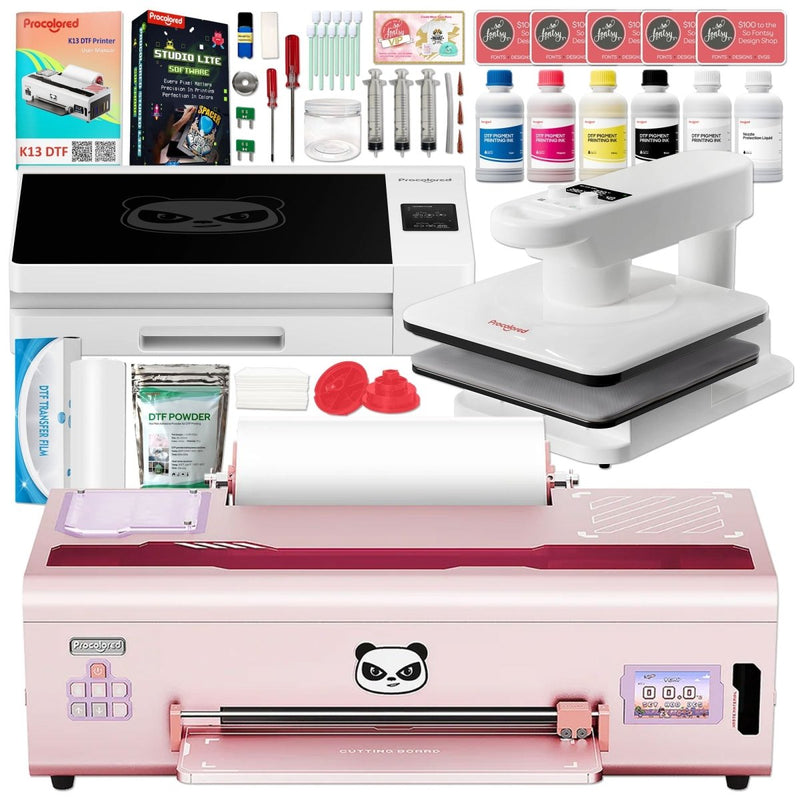 Procolored K13 DTF Printer with Smokeless Curing Oven & Heat Pres - Pink Swing Design 1