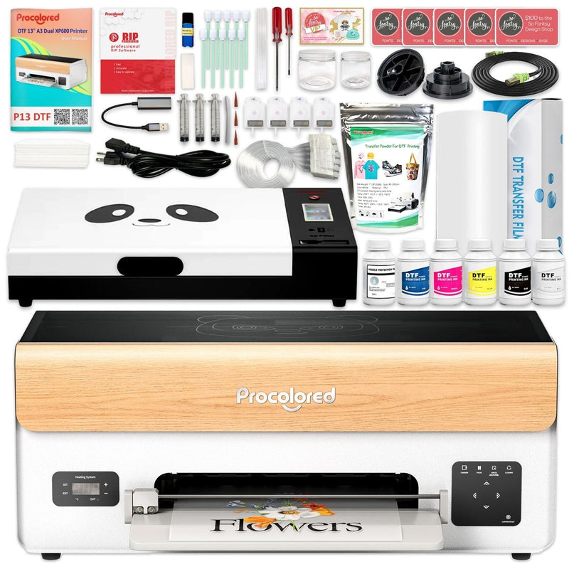 Procolored P13 Direct to Film (DTF) XP600 Roll Printer & Oven Bundle P13 for Windows OS Swing Design 1