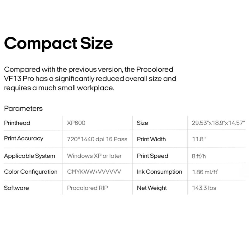 Procolored VF13 PRO A3+ UV Direct to Film (DTF) Printer with Media Bundle Swing Design 21