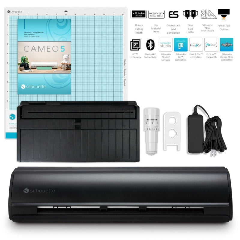 REFURBISHED Silhouette Matte Black Cameo 5 - 12" Vinyl Cutter w/ Roll Feeder - Swing Design4