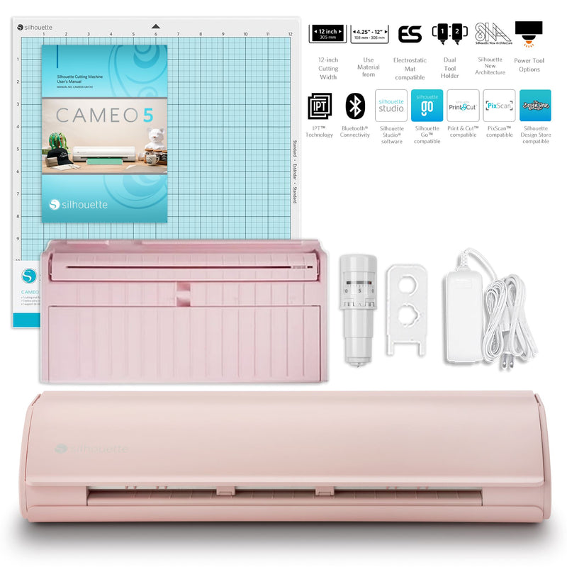 REFURBISHED Silhouette Pink Cameo 5 - 12" Vinyl Cutter Silhouette Bundle Silhouette