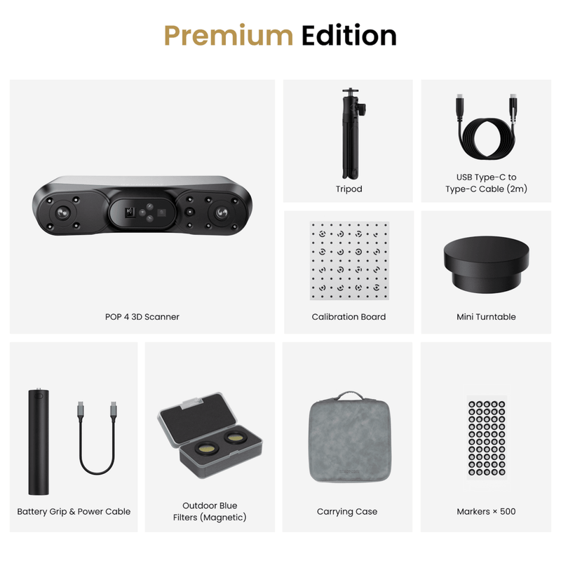 Revopoint POP 4 Premium Edition 5-in-1 Handheld Wireless 3D Scanner Add 1 Year Revo Measure Swing Design 30