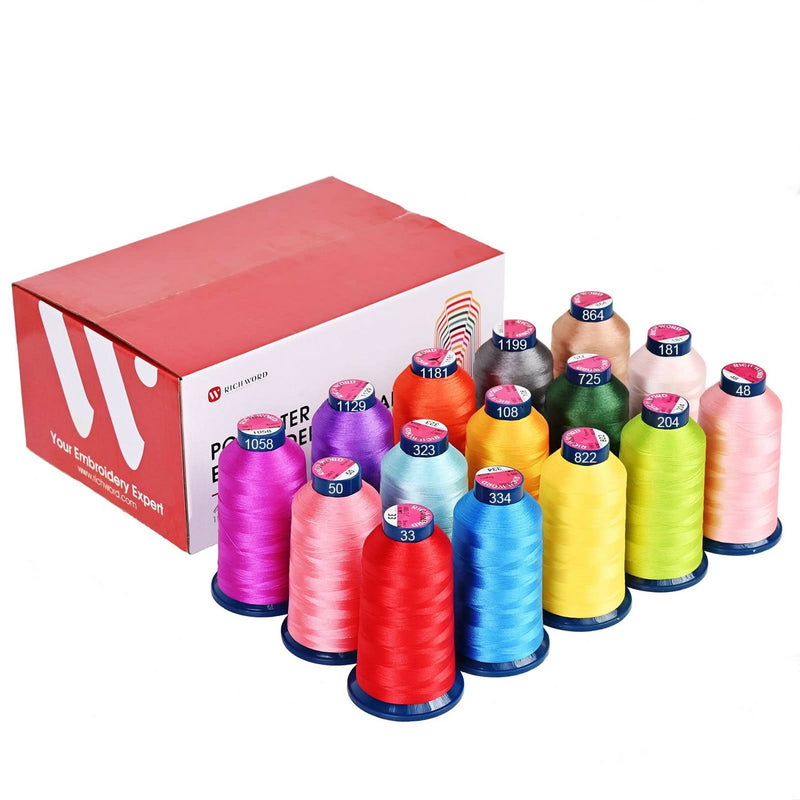 Richword 4000m 108D/2 40wt Polyester Embroidery Thread Spools - 15pc Sewing Accessories Poolin
