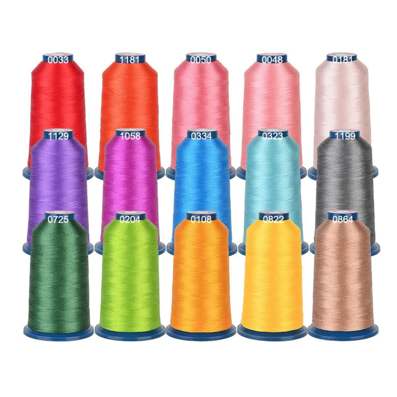 Richword 4000m 108D/2 40wt Polyester Embroidery Thread Spools - 15pc - Swing Design1