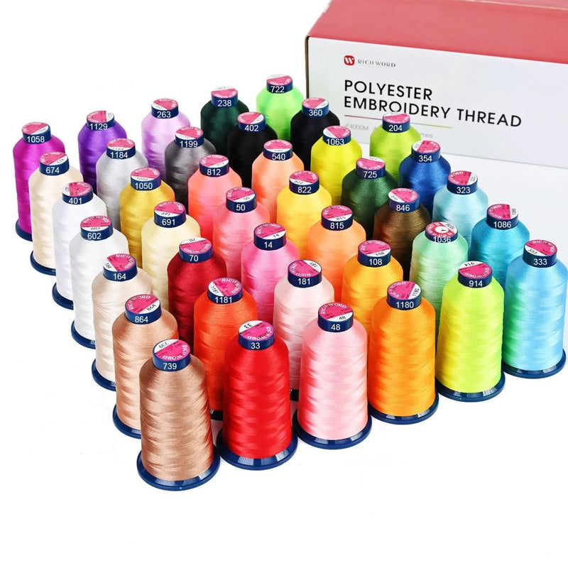 Richword 4000m 108D/2 40wt Polyester Embroidery Thread Spools - 40pc - Swing Design2