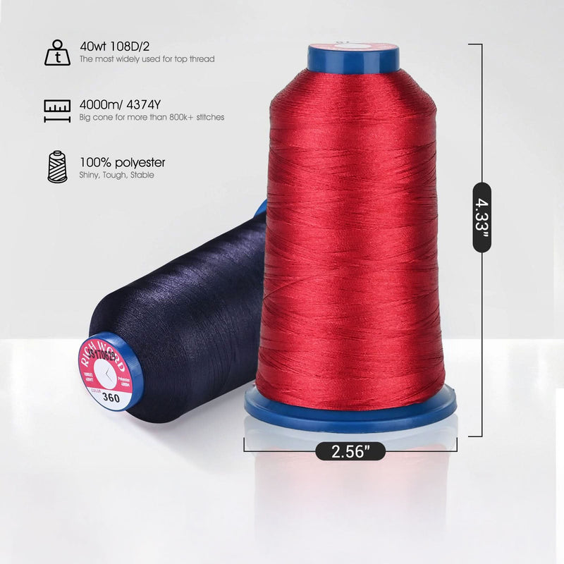Richword 4000m Christmas & Holiday Embroidery Thread Spools - 15pc Sewing Accessories Poolin
