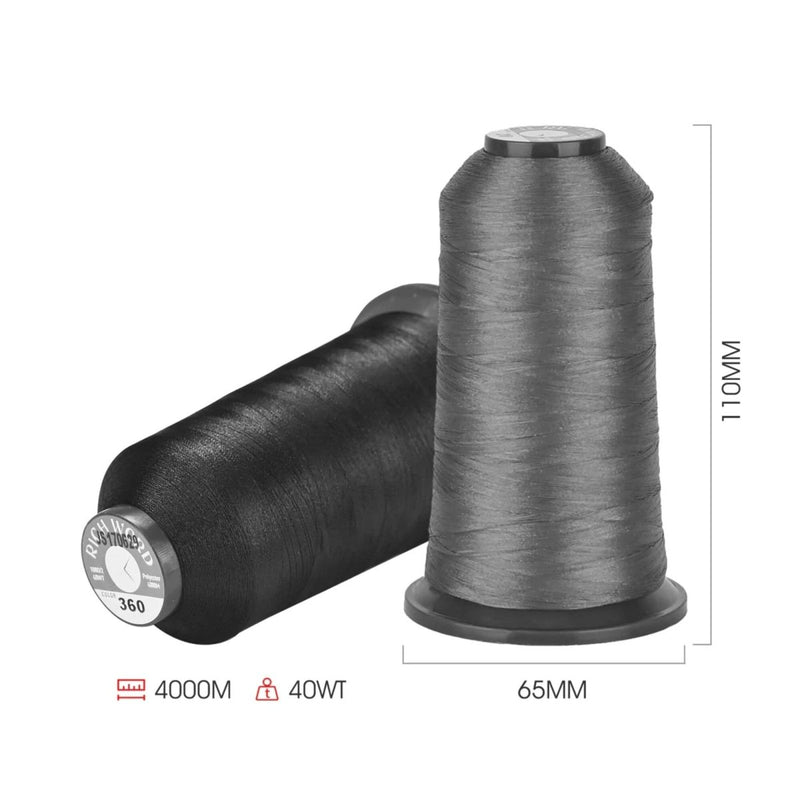 Richword 4000m 108D/2 40wt Polyester Embroidery Thread Spools - 40pc - Swing Design