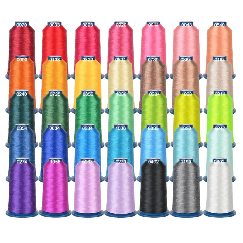 Richword 4000m Large Polyester Embroidery Thread Spools - 60pc Swing Design
