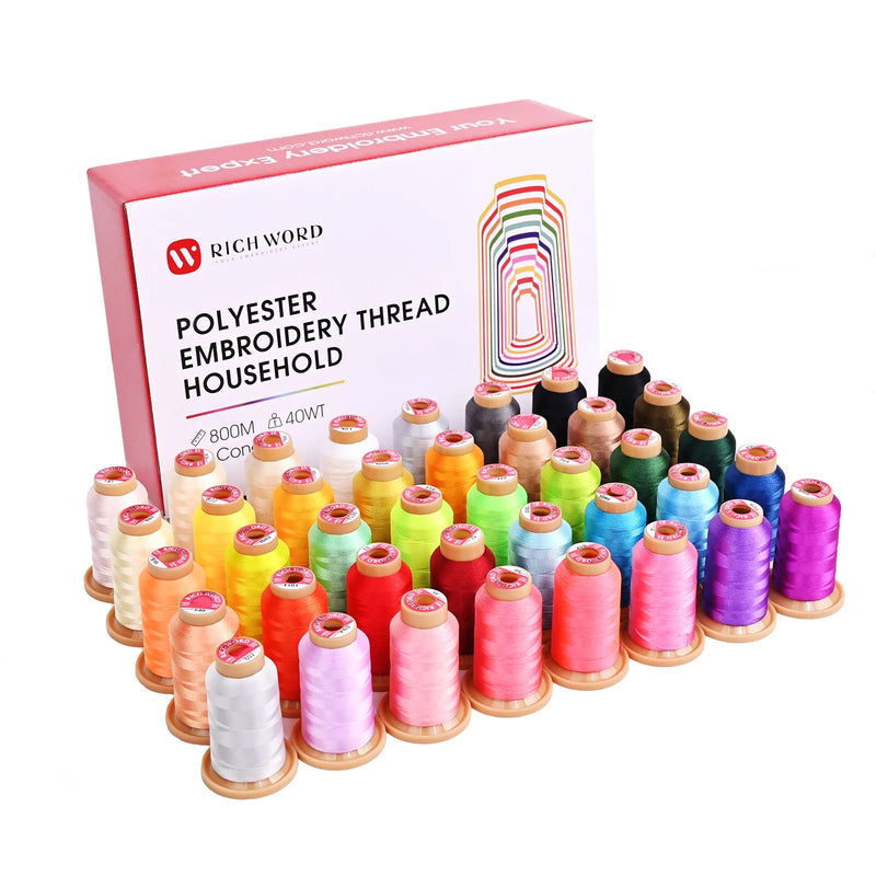 Richword 800m 40wt Polyester Embroidery Thread Spools - 40pc Sewing Accessories Poolin
