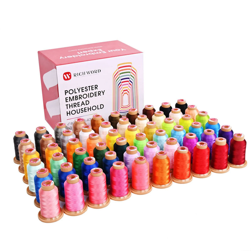 Richword 800m 40wt Polyester Embroidery Thread Spools - 60pc Sewing Accessories Poolin
