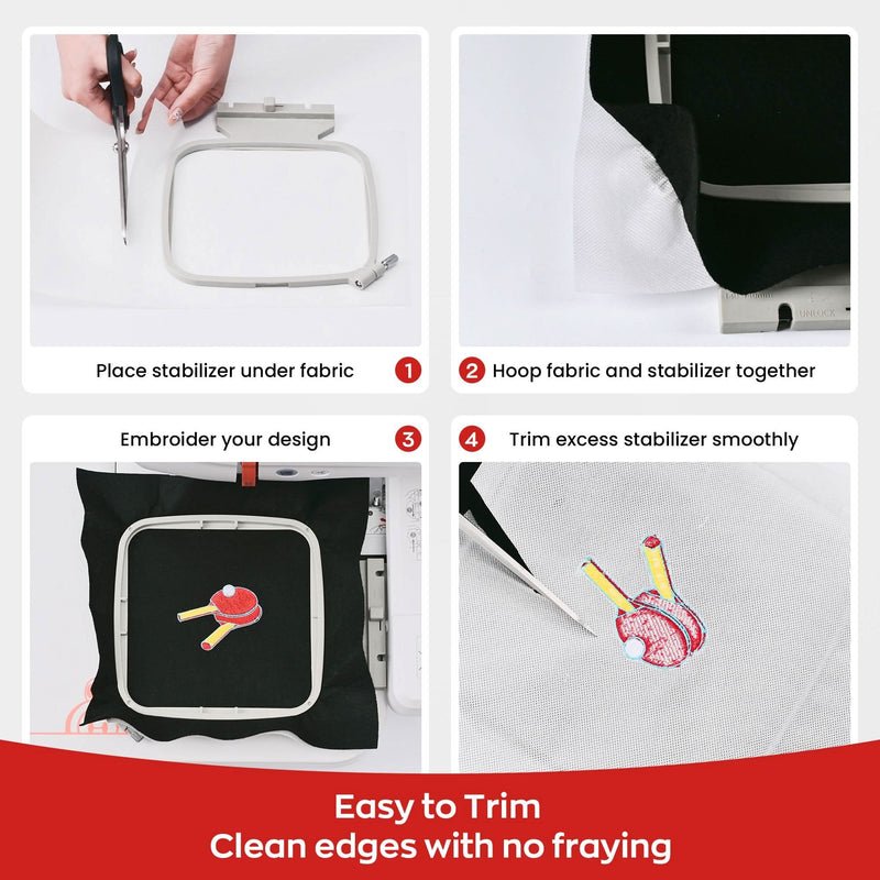 Richword Universal Cut Away Embroidery Stabilizer Backing 12in x 12in - 100 Sheets Sewing Accessories Poolin