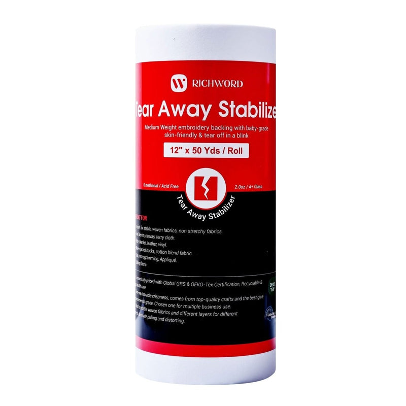 Richword Universal Tear Away Embroidery Stabilizer Backing - 12in x 50 Yards - Swing Design1