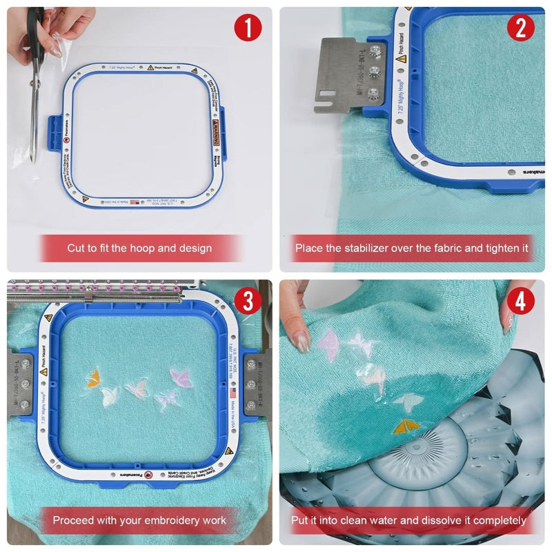 Richword Universal Wash Away Water Soluble Embroidery Topping - 12in x 25 Yards - Swing Design3