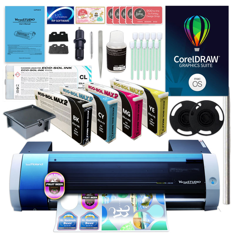 Roland BN-20A Desktop 20" Eco-Solvent Printer & Cutter w/ CMYK Inks & CorelDRAW Eco Printers Roland Roland BN20A w/ CorelDraw MAC