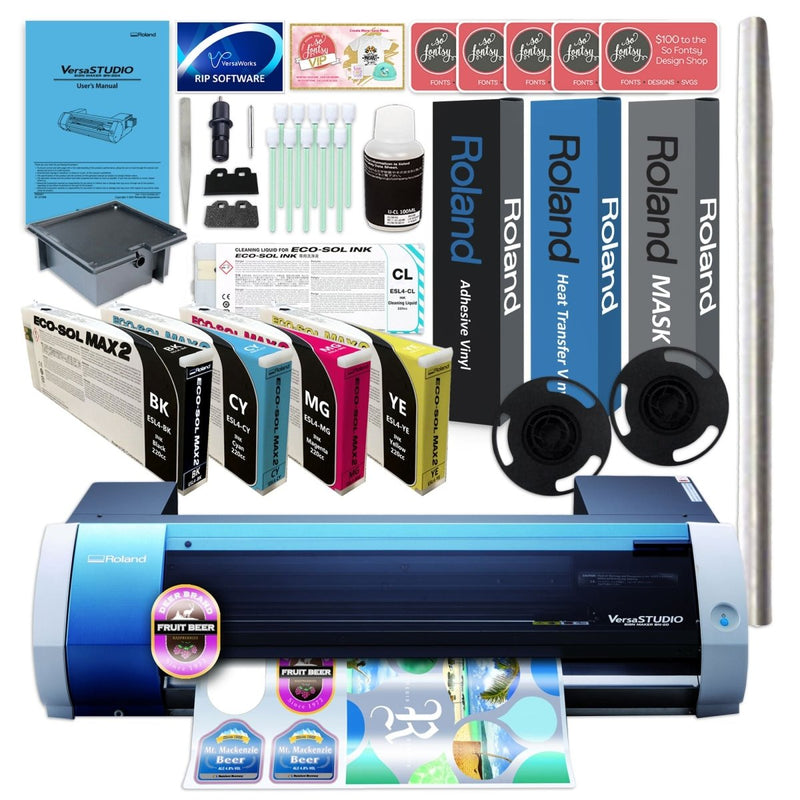 Roland BN-20A Desktop 20" Eco-Solvent Printer & Cutter w/ CMYK Inks & Media - Swing Design1