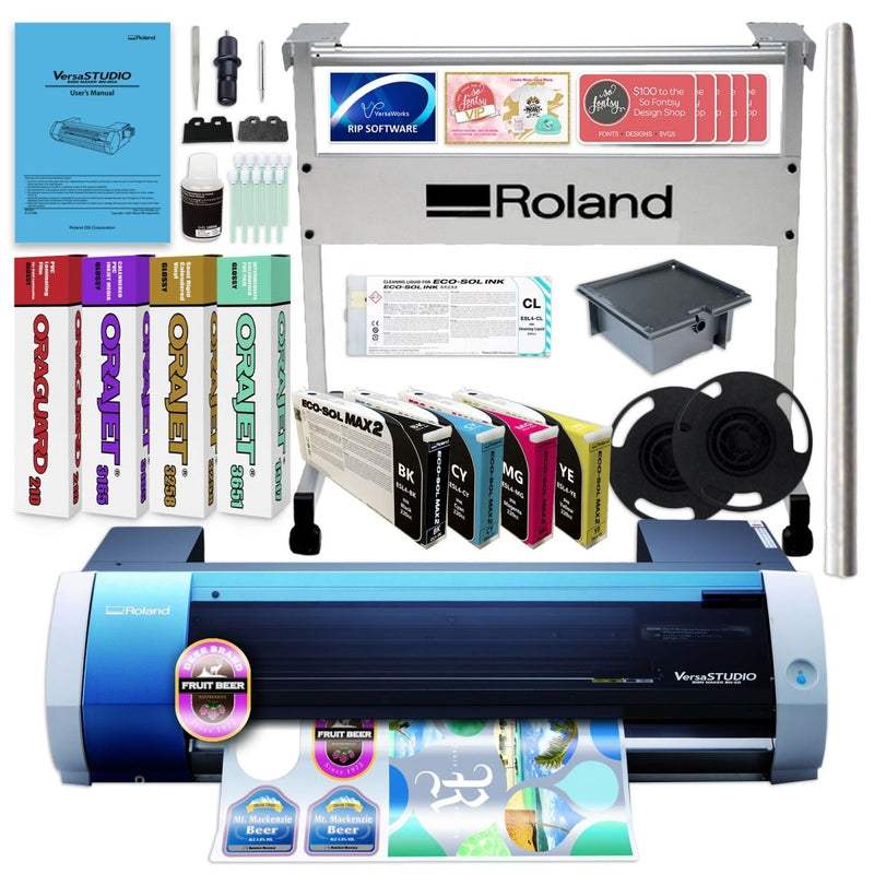 Roland BN-20A Desktop 20" Eco-Solvent Printer & Cutter w/ CMYK, Media & Stand - Swing Design1
