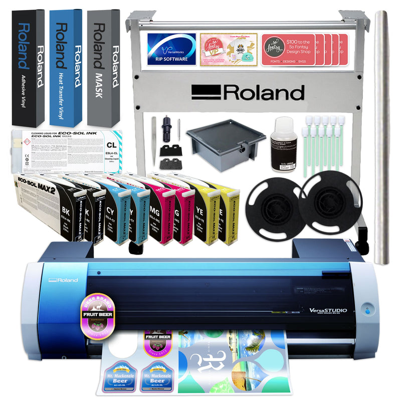 Roland BN-20A Desktop 20" Eco-Solvent Printer & Cutter w/ CMYKx2, Media & Stand Eco Printers Roland