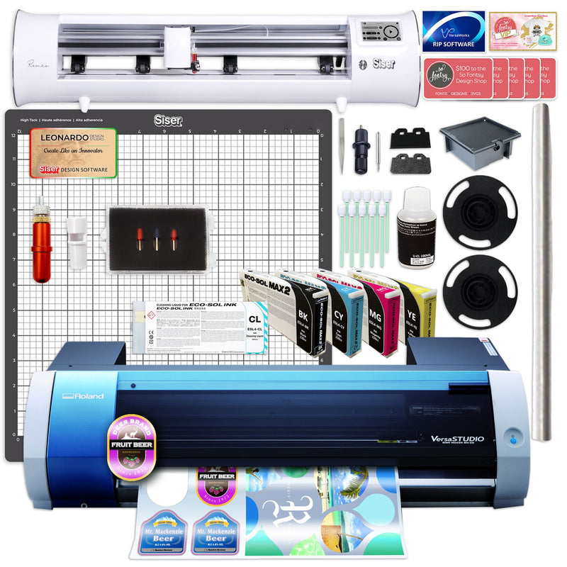 Roland BN-20A Eco-Solvent 20" Printer & Cutter w/ CMYK Inks & Siser Romeo Eco Printers Roland