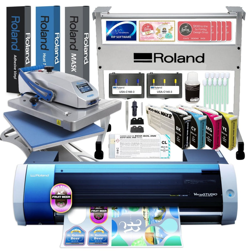 Roland BN-20A Eco-Solvent 20" Printer & Cutter w/ Heat Press Business Bundle - Swing Design1