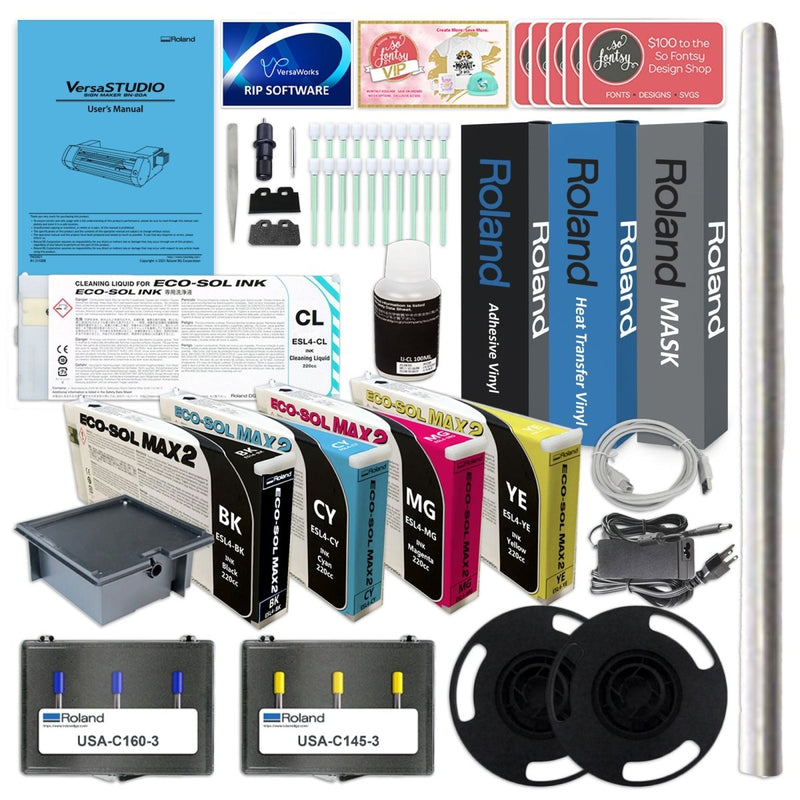 Roland BN-20A Eco-Solvent 20" Printer & Cutter w/ Heat Press Business Bundle - Swing Design3