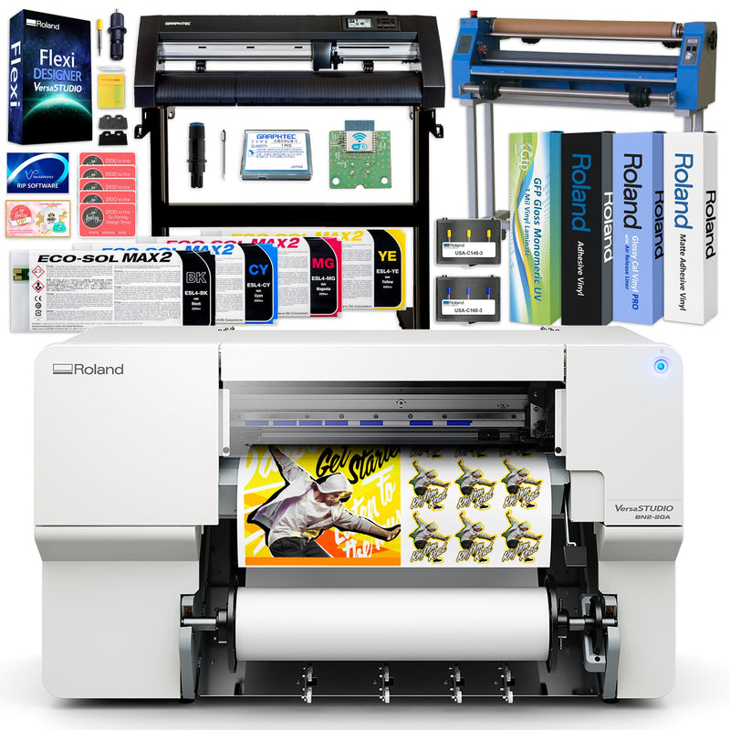 Roland BN2-20A 20" Eco-Solvent Printer & Cutter w/ Graphtec Production Bundle Eco Printers Roland