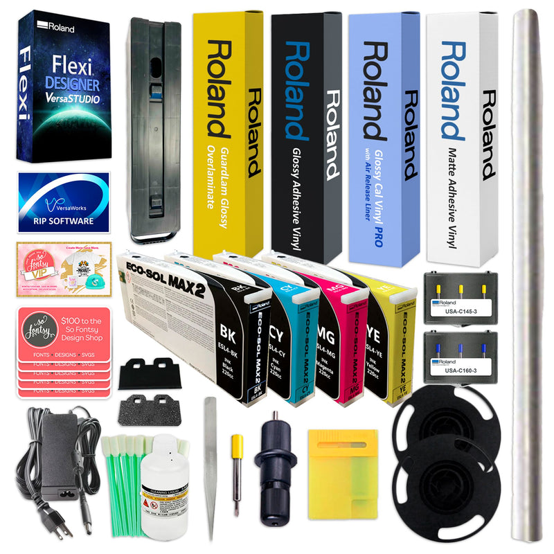 Roland BN2-20A Desktop 20" Eco-Solvent Printer & Cutter Decal Bundle Eco Printers Roland