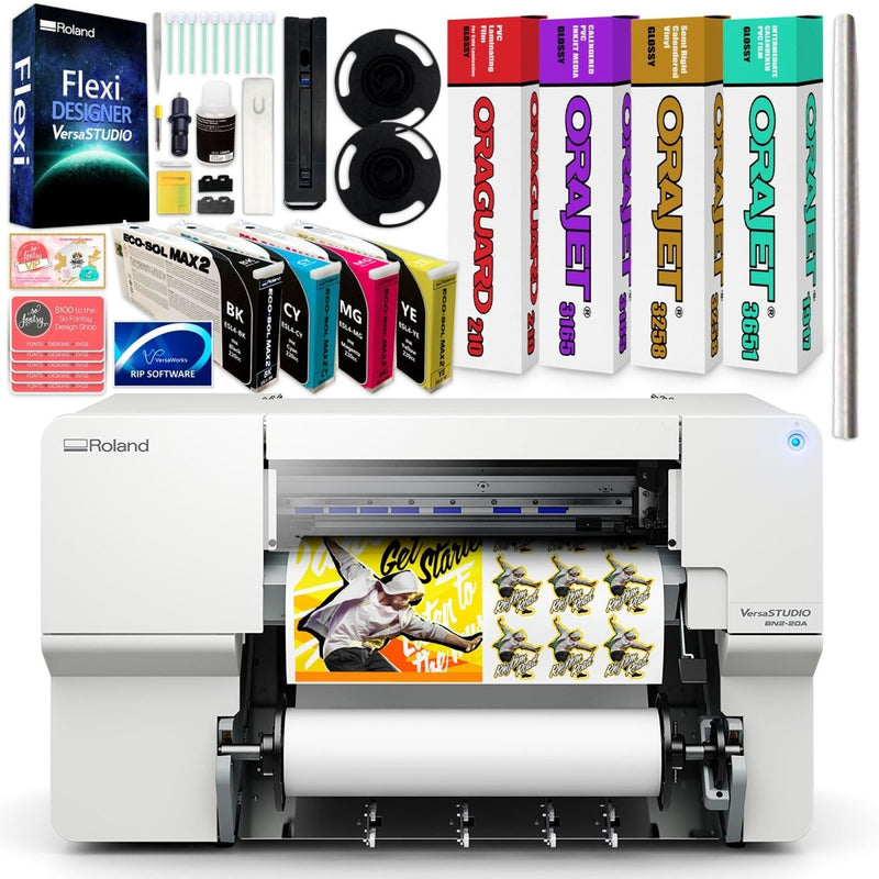 Roland BN2-20A Desktop 20" Eco-Solvent Printer & Cutter w/ CMYK Inks & Media - Swing Design