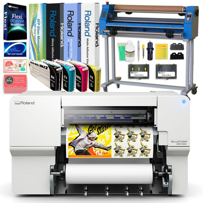Roland BN2-20A Desktop 20" Eco-Solvent Printer & Cutter w/ Laminator Bundle - Swing Design