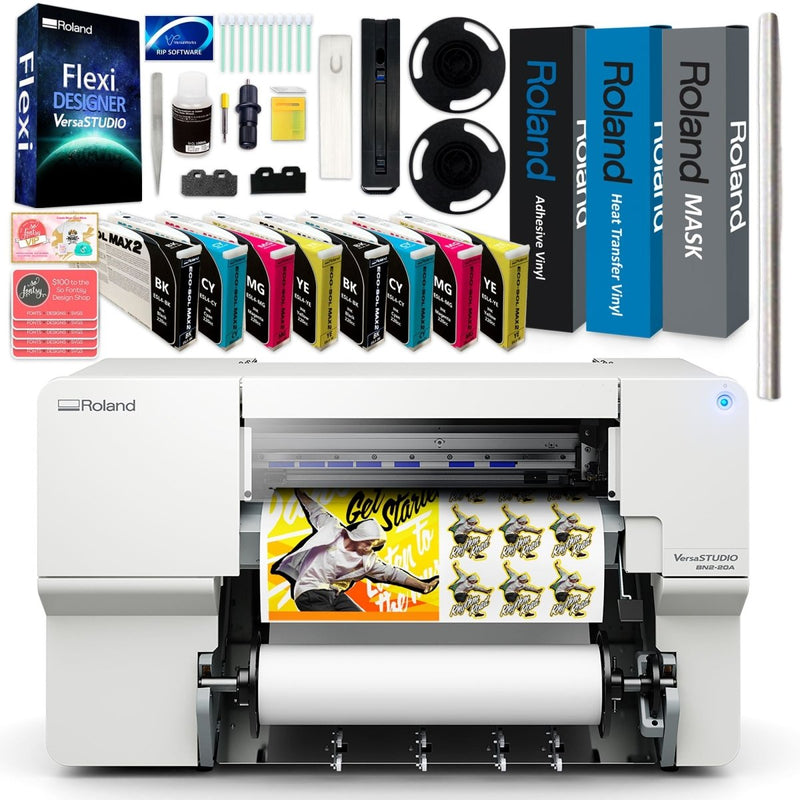 Roland BN2-20A Eco-Solvent 20" Printer & Cutter w/ CMYK Inks x2 & Media - Swing Design1