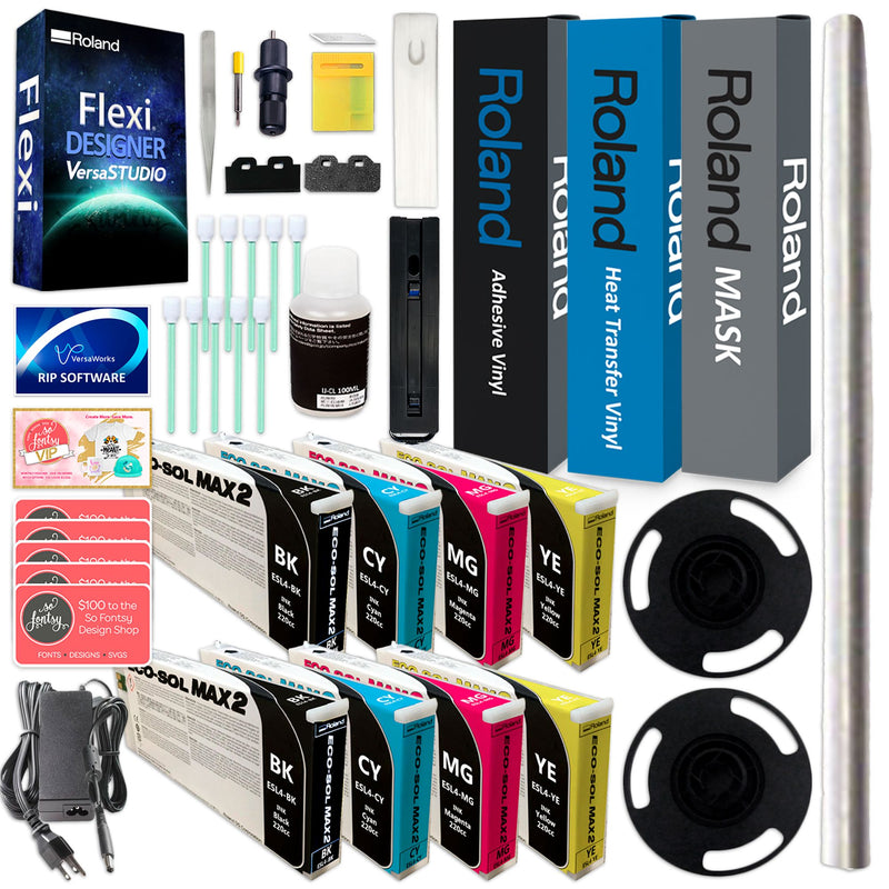 Roland BN2-20A Eco-Solvent 20" Printer & Cutter w/ CMYK Inks x2 & Media Eco Printers Roland