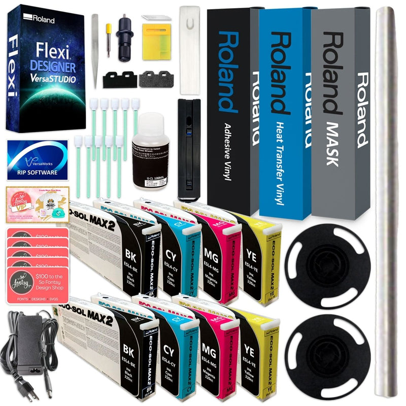 Roland BN2-20A Eco-Solvent 20" Printer & Cutter w/ CMYK Inks x2 & Media - Swing Design2
