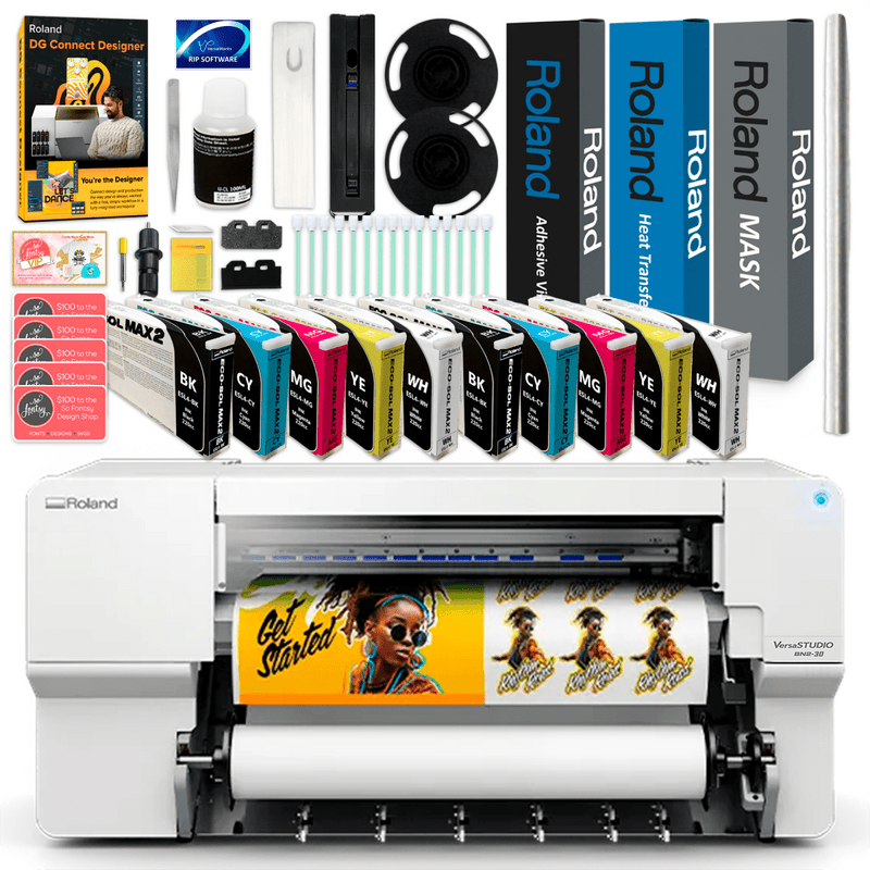 Roland BN2-30 Desktop 30" Eco-Solvent Printer & Cutter w/ Double Inks & MediaBN2-30 w/ CMYK + White Inks - Swing Design1