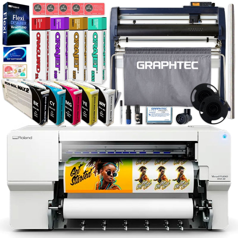 Roland BN2-30 Desktop 30" Eco-Solvent Printer & Cutter w/ Graphtec Vinyl CutterBN2-30 w/ CMYK + White Inks - Swing Design
