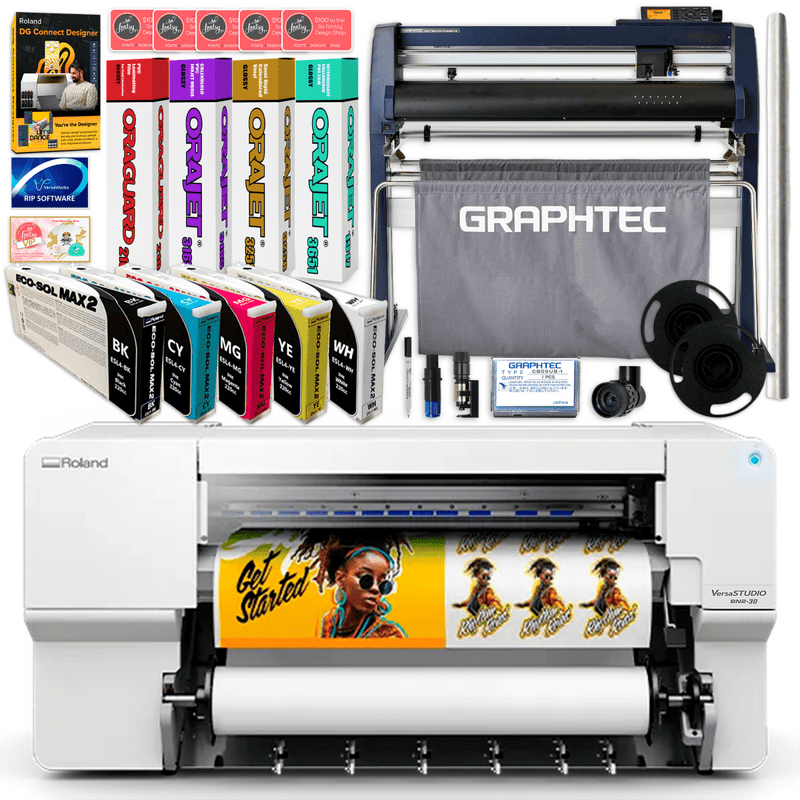 Roland BN2-30 Desktop 30" Eco-Solvent Printer & Cutter w/ Graphtec Vinyl CutterBN2-30 w/ CMYK + White Inks - Swing Design1