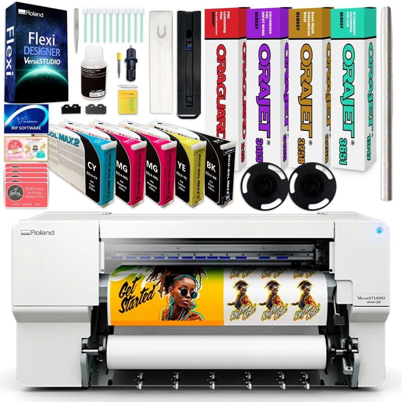 Roland BN2-30 Desktop 30" Eco-Solvent Printer & Cutter w/ InksBN2-30 w/ CMYK + White Inks - Swing Design