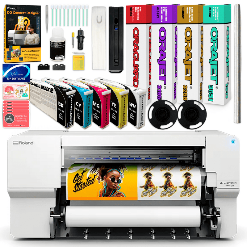 Roland BN2-30 Desktop 30" Eco-Solvent Printer & Cutter w/ InksBN2-30 w/ CMYK + White Inks - Swing Design1