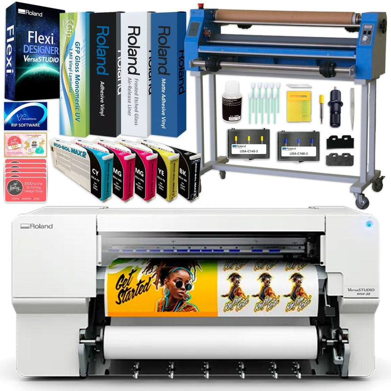 Roland BN2-30 Desktop 30" Eco-Solvent Printer & Cutter w/ Laminator BundleBN2-30 w/ CMMYK Inks - Swing Design