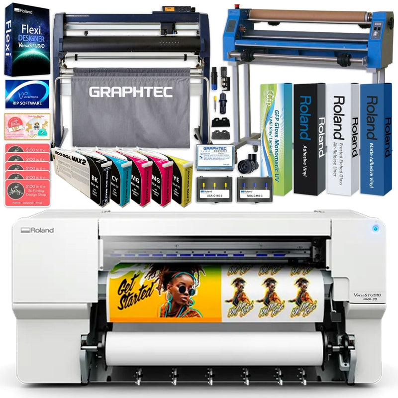 Roland BN2-30 Desktop 30" Eco-Solvent Printer & Cutter w/ Production BundleBN2-30 w/ CMMYK Inks - Swing Design
