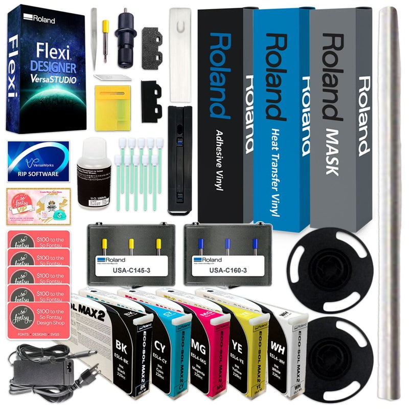Roland BN2-30 Eco-Solvent 30" Printer & Cutter Heat Press Business BundleBN2-30 w/ CMMYK Inks - Swing Design